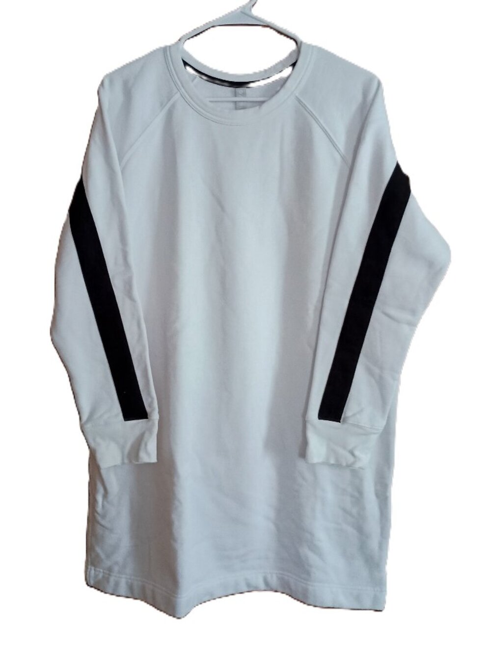 Athleta White Sweatshirt Dress Black Stripe Athleisure Women’s Large